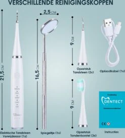 Merkloos Tandsteen Verwijderaar Elektrisch – Tandenborstel Opzetstukken - Tandarts Spiegel - 5 Standen -Wit -Mondverzorgings Winkel 1086x1200 3