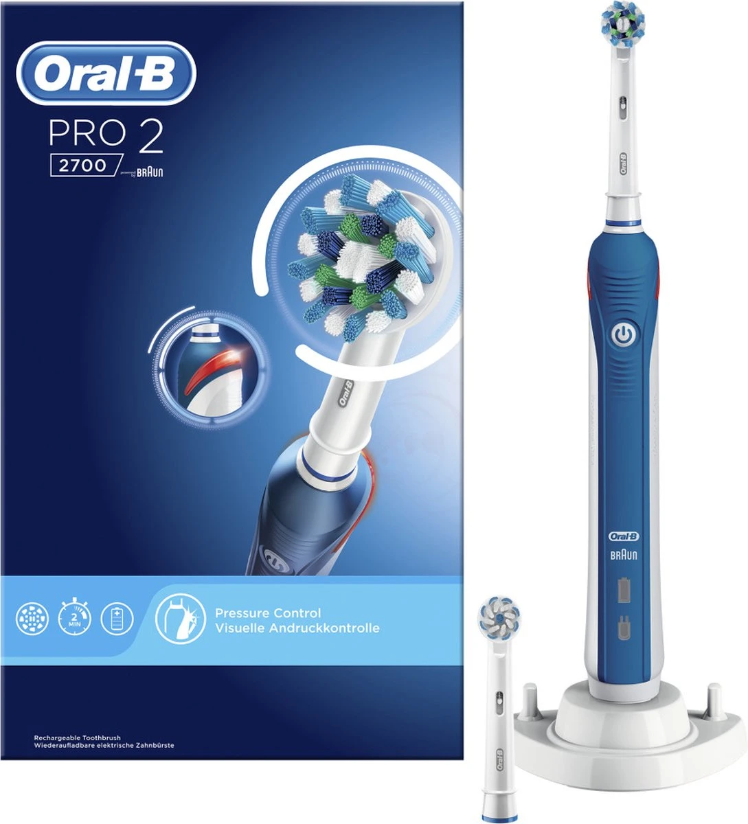 Oral B Oral-B Pro 2 2700 CrossAction - Elektrische Tandenborstel - Blauw, Wit 13 Oral B Oral-B Pro 2 2700 CrossAction - Elektrische Tandenborstel - Blauw, Wit - Afbeelding 11