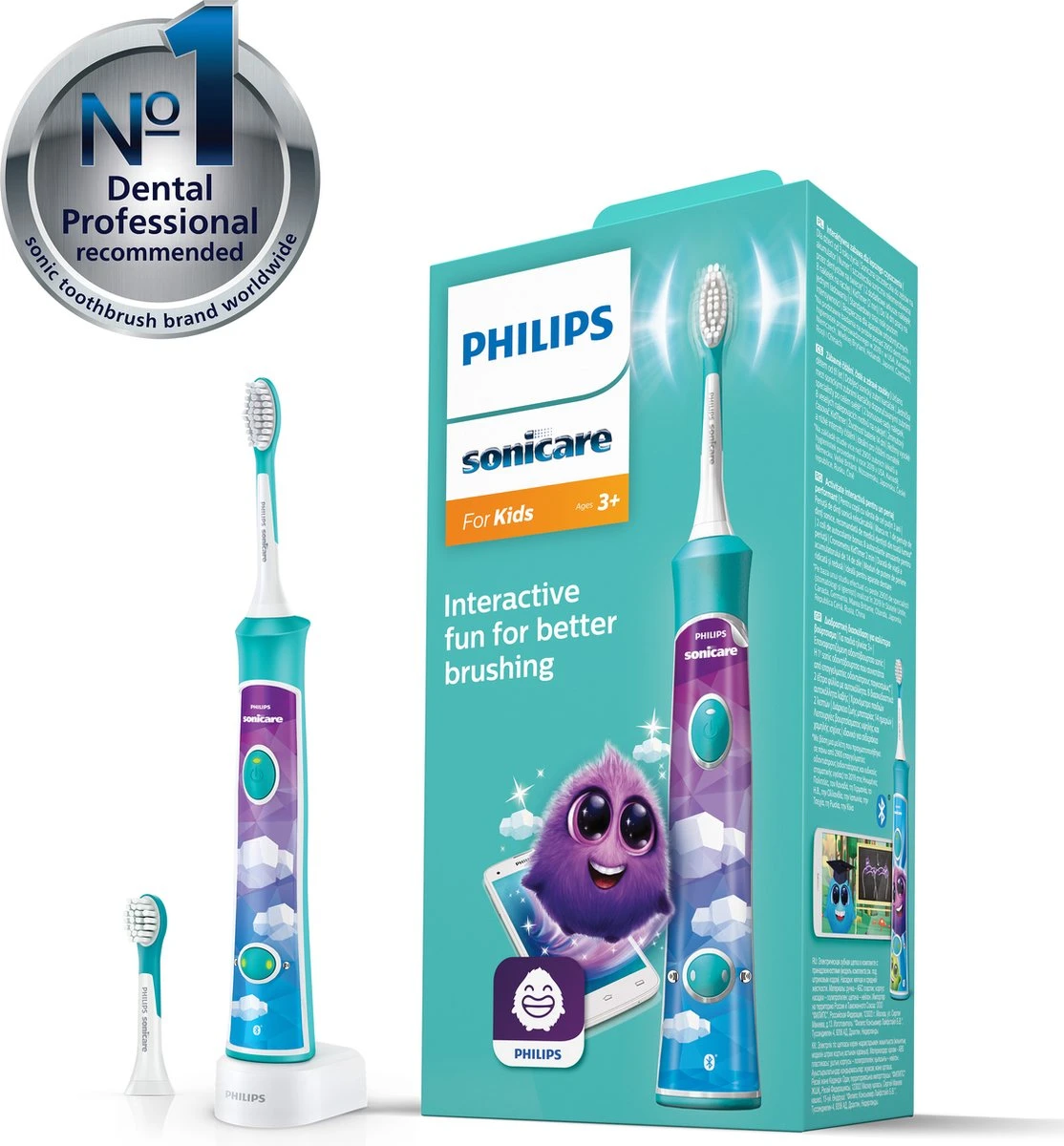 Philips Sonicare For Kids HX6322/04 - Elektrische Tandenborstel - Blauw - Incl. Extra Opzetborstel 4 Philips Sonicare For Kids HX6322/04 - Elektrische Tandenborstel - Blauw - Incl. Extra Opzetborstel - Afbeelding 2