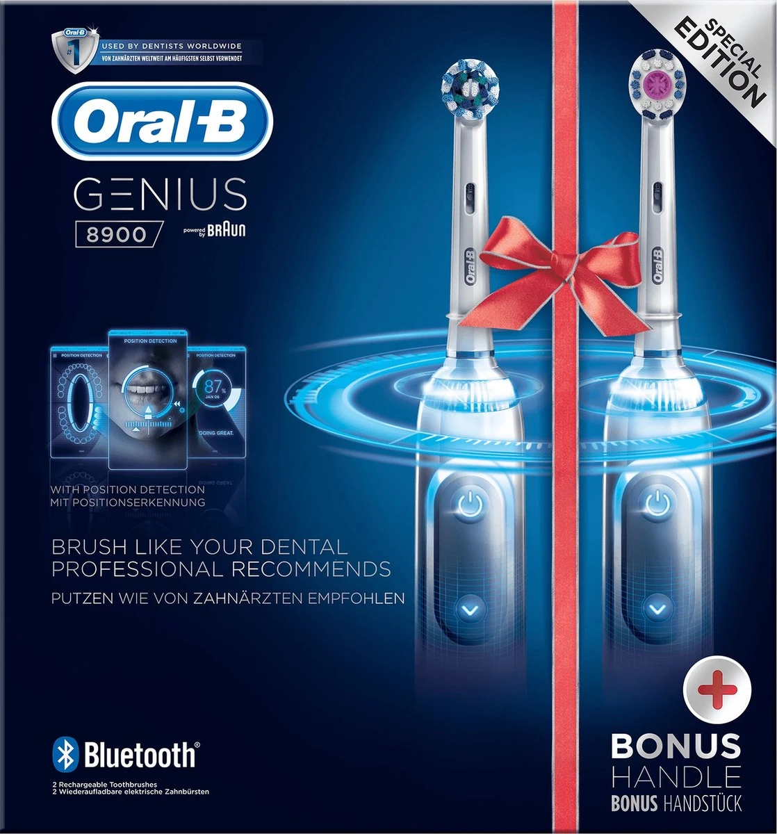 Oral B Oral-B Genius 8900 - Elektrische Tandenborstel Duoverpakking - Wit 4 Oral B Oral-B Genius 8900 - Elektrische Tandenborstel Duoverpakking - Wit - Afbeelding 2