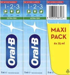 Oral B Oral-B 1.2.3 Mint Frisse - Tandpasta - 6 X75 Ml -Mondverzorgings Winkel 1125x1200