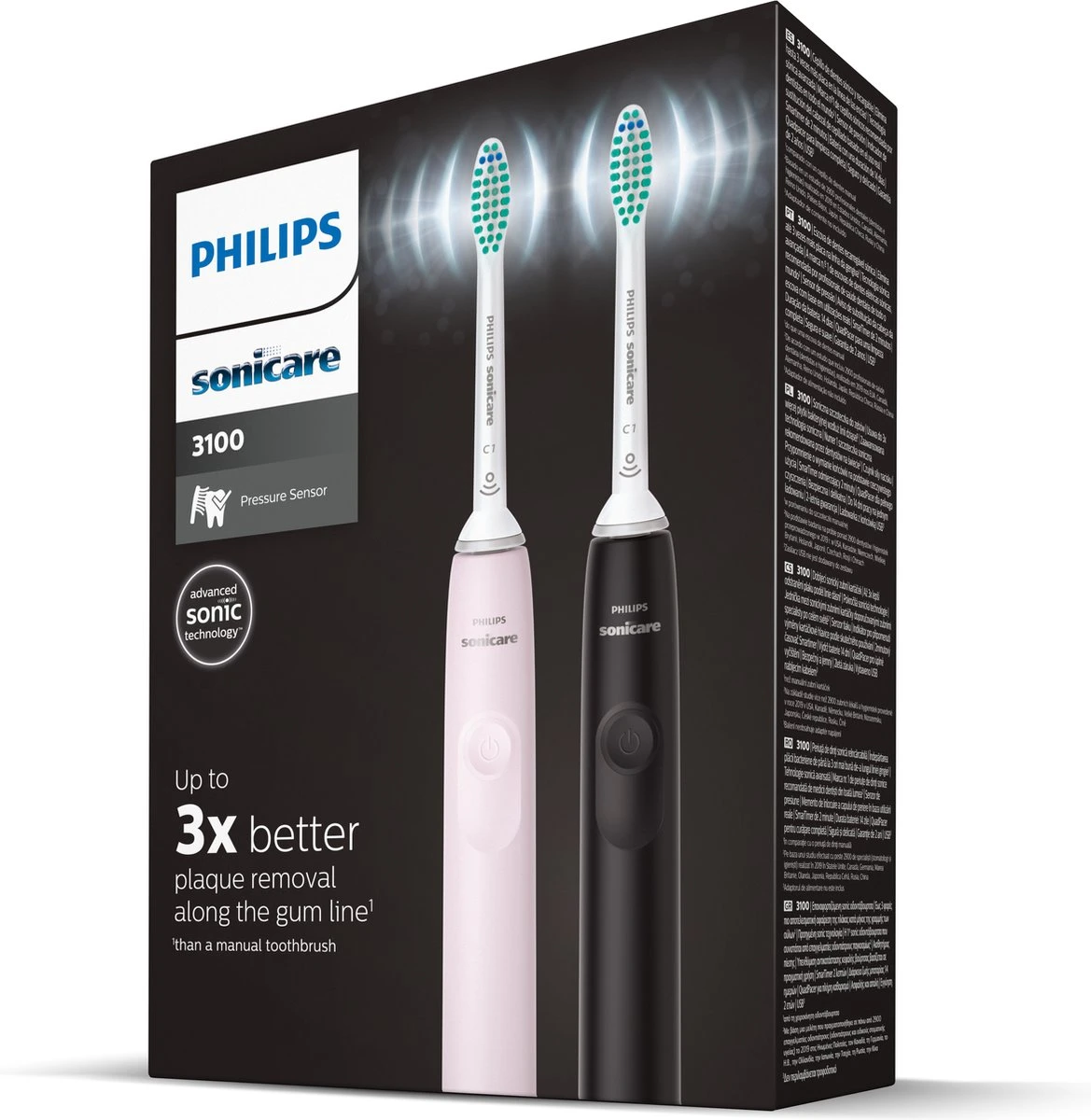Philips Sonicare Series 3100 HX3675/15 - Elektrische Tandenborstel - Zwart & Roze - Duopack 6 Philips Sonicare Series 3100 HX3675/15 - Elektrische Tandenborstel - Zwart & Roze - Duopack - Afbeelding 4