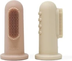 Mushie Finger Toothbrush Clay/Sand - Vingertandenborstel Baby - 2 Stuks Per Verpakking - Tandenborstel Siliconen -Mondverzorgings Winkel 1200x1016 2