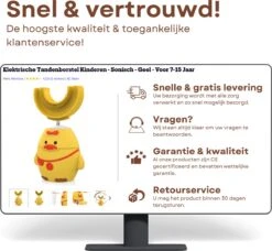 Merkloos Elektrische Sonische Tandenborstel Voor Kinderen Tussen 2 T/m 6 Jaar Met Timer - Elektrische Kindertandenborstel - 360º Graden - 6 Poetsmodus - IPX7 Waterbestendig - Geel -Mondverzorgings Winkel 1200x1110