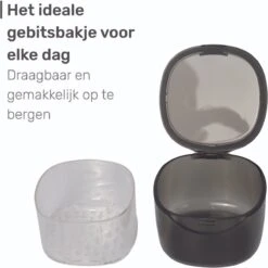 Gebitsbakje - Beugelbakje - Incl. Lekbakje - Roze - Voor - Beugel - Kunstgebit - Prothese - Beugelbakje - Beugeldoosje - Bakje -Mondverzorgings Winkel 1200x1199 19