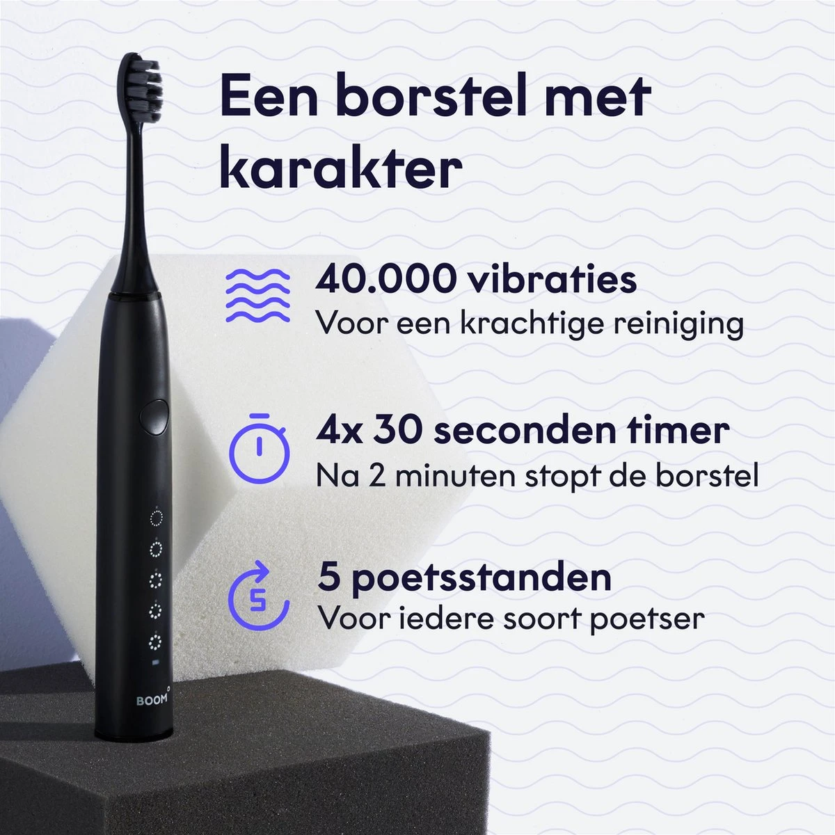 BOOMBRUSH Elektrische Tandenborstel - Zwart - 90 Dagen Batterij - Duurzaam 6 BOOMBRUSH Elektrische Tandenborstel - Zwart - 90 Dagen Batterij - Duurzaam - Afbeelding 4