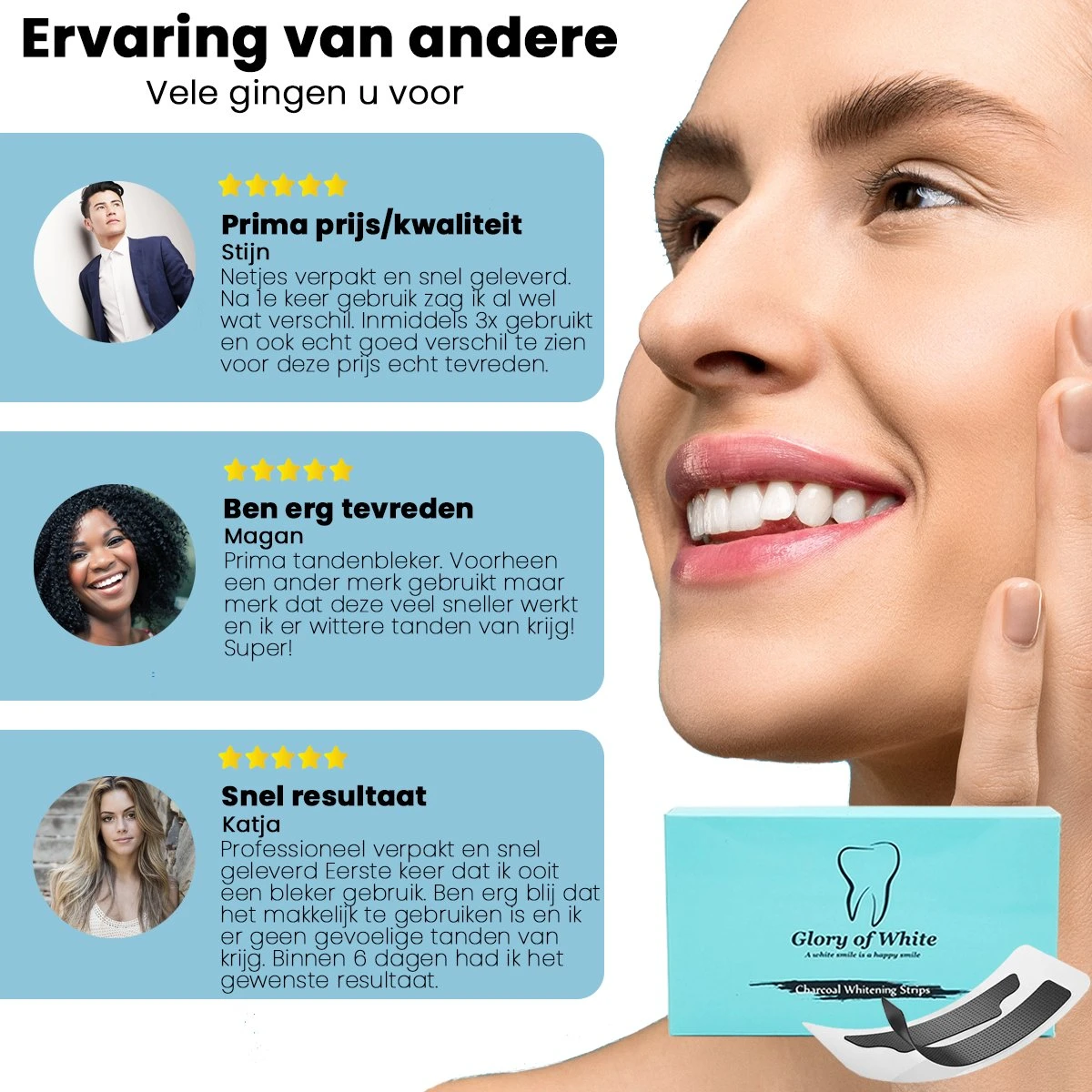 Glory Of White - Professionele Tandenbleek Strips - 28 Strips - Teeth Whitening Strips - Wittere Tanden - Zonder Peroxide - Tanden Bleken 9 Glory Of White - Professionele Tandenbleek Strips - 28 Strips - Teeth Whitening Strips - Wittere Tanden - Zonder Peroxide - Tanden Bleken - Afbeelding 7