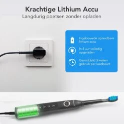 LifeGoods Elektrische Tandenborstel - Oplaadbaar - Veilig Voor Douche - 4 Opzetborstels - Zwart -Mondverzorgings Winkel 1200x1200 293
