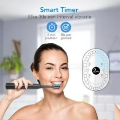 LifeGoods Elektrische Tandenborstel - Oplaadbaar - Veilig Voor Douche - 4 Opzetborstels - Zwart -Mondverzorgings Winkel 1200x1200 295