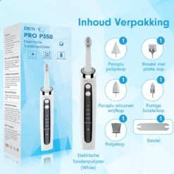 DEN-T® PRO P350 Elektrische Tandenpolijster - Wit - 5 Standen - 5 Opzetstukken - Polijstmachine - Polijstset - Tanden Polijsten - -Mondverzorgings Winkel 1200x1200 736