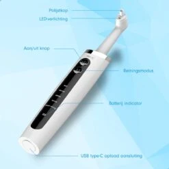 DEN-T® PRO P350 Elektrische Tandenpolijster - Wit - 5 Standen - 5 Opzetstukken - Polijstmachine - Polijstset - Tanden Polijsten - -Mondverzorgings Winkel 1200x1200 737