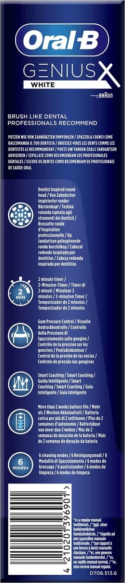 Oral B Oral-B Genius X - Wit - Elektrische Tandenborstel - Ontworpen Door Braun - 1 Handvat En 1 Opzetborstel 9 Oral B Oral-B Genius X - Wit - Elektrische Tandenborstel - Ontworpen Door Braun - 1 Handvat En 1 Opzetborstel - Afbeelding 8