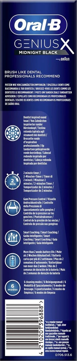 Oral B Oral-B Genius X - Special Editie - Zwart - Elektrische Tandenborstel - 1 Handvat En 1 Opzetborstel 9 Oral B Oral-B Genius X - Special Editie - Zwart - Elektrische Tandenborstel - 1 Handvat En 1 Opzetborstel - Afbeelding 7