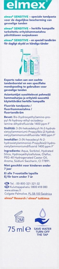 Elmex Sensitive Tandpasta 4 X 75ml - Voor Gevoelige Tanden - Voordeelverpakking -Mondverzorgings Winkel 265x1200