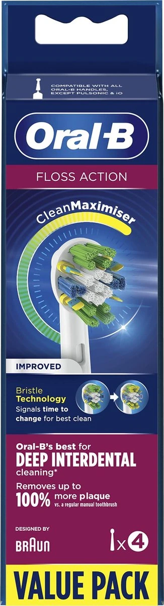 Oral B Oral-B FlossAction - Met CleanMaximiser-technologie - Opzetborstels - 4 Stuks 9 Oral B Oral-B FlossAction - Met CleanMaximiser-technologie - Opzetborstels - 4 Stuks - Afbeelding 7