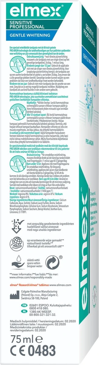 Elmex Sensitive Professional Gentle Whitening Tandpasta 4 X 75ml - Voor Gevoelige Tanden - Voordeelverpakking 4 Elmex Sensitive Professional Gentle Whitening Tandpasta 4 X 75ml - Voor Gevoelige Tanden - Voordeelverpakking - Afbeelding 2