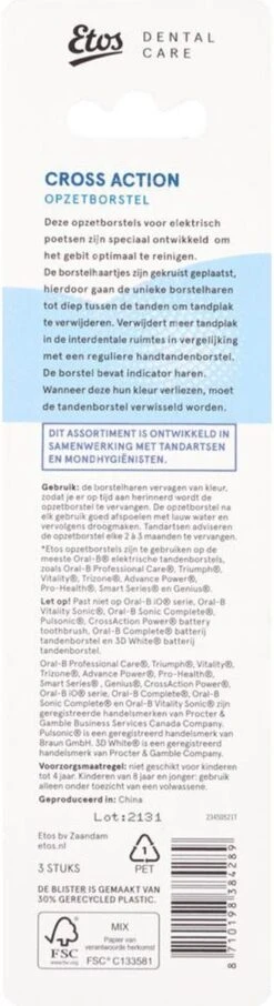 Etos Opzetborstel Cross Action - 3 Stuks - Met Wisselindicator - Geschikt Voor De Meeste Oral-B® Systemen* -Mondverzorgings Winkel 327x1200 3