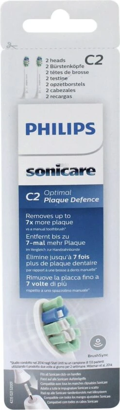 Philips Sonicare C2 Optimal Plaque Defence HX9022/10 - Opzetborstels - 2 Stuks -Mondverzorgings Winkel 353x1200