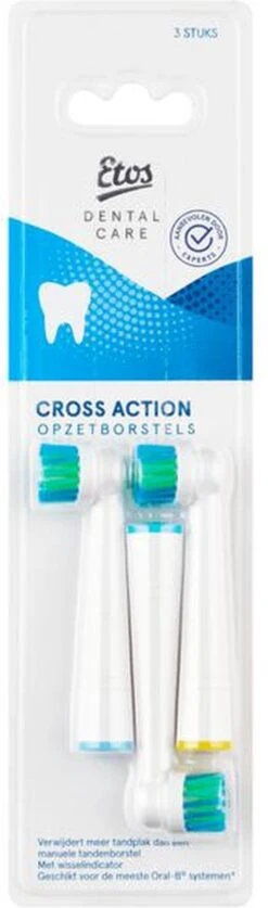 Etos Opzetborstel Cross Action - 3 Stuks - Met Wisselindicator - Geschikt Voor De Meeste Oral-B® Systemen* -Mondverzorgings Winkel 354x1200