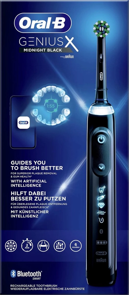 Oral B Oral-B Genius X - Special Editie - Zwart - Elektrische Tandenborstel - 1 Handvat En 1 Opzetborstel 8 Oral B Oral-B Genius X - Special Editie - Zwart - Elektrische Tandenborstel - 1 Handvat En 1 Opzetborstel - Afbeelding 6