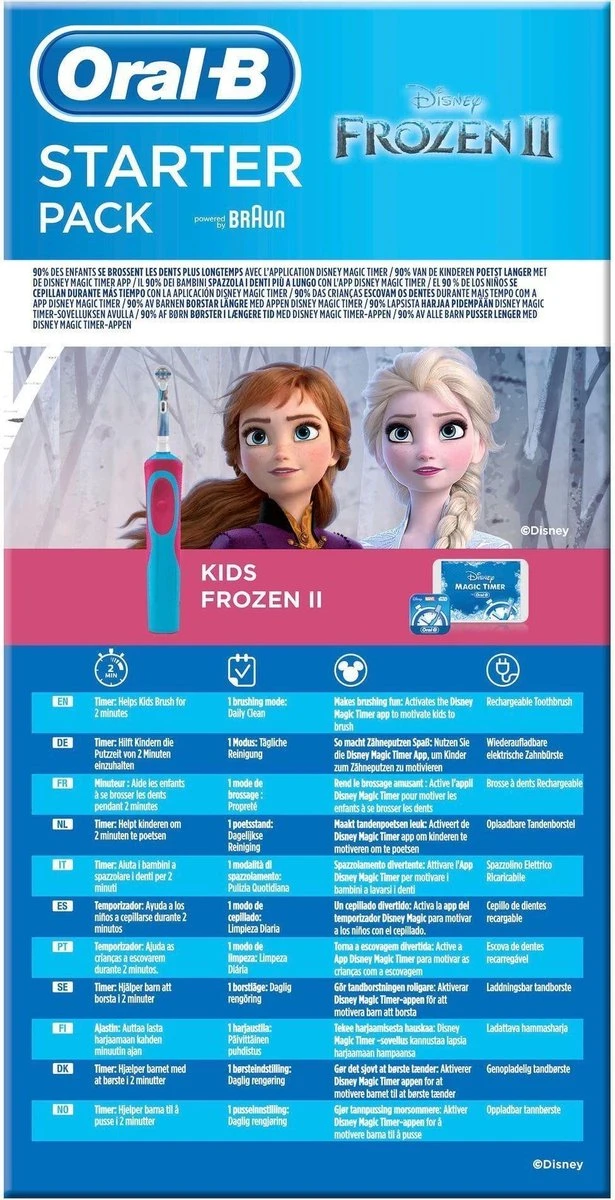 Oral B Oral-B Vitality Frozen - Elektrische Tandenborstel Voor Kinderen - 1 Handvat En 2 Opzetborstels 12 Oral B Oral-B Vitality Frozen - Elektrische Tandenborstel Voor Kinderen - 1 Handvat En 2 Opzetborstels - Afbeelding 10