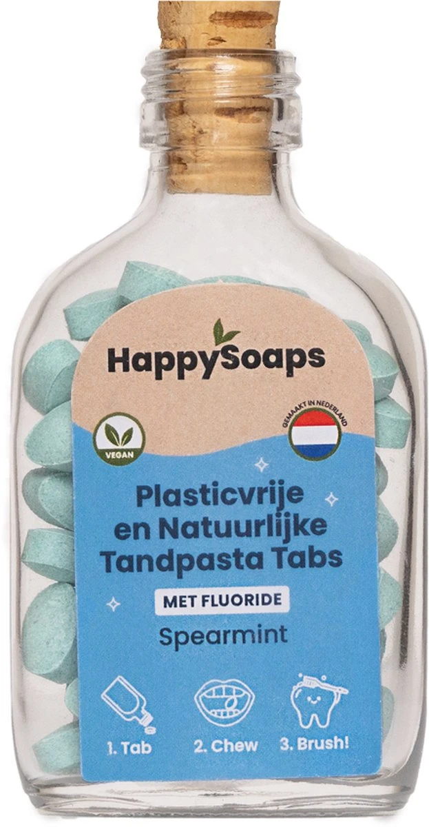 HappySoaps - Tandpasta Tabs Met Fluoride Spearmint 3 HappySoaps - Tandpasta Tabs Met Fluoride Spearmint