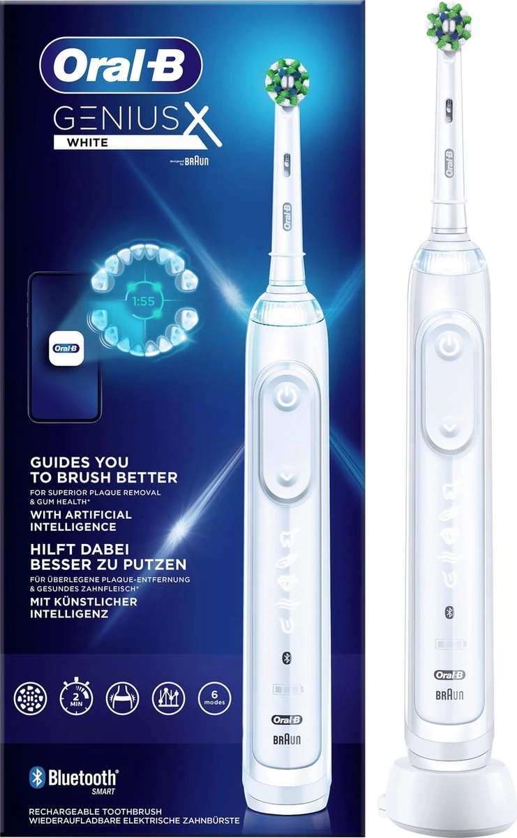 Oral B Oral-B Genius X - Wit - Elektrische Tandenborstel - Ontworpen Door Braun - 1 Handvat En 1 Opzetborstel 6 Oral B Oral-B Genius X - Wit - Elektrische Tandenborstel - Ontworpen Door Braun - 1 Handvat En 1 Opzetborstel - Afbeelding 5