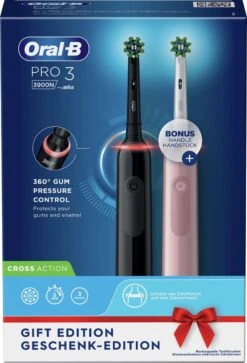 Oral B Oral-B Pro 3 - 3900 - Zwarte En Roze - Elektrische Tandenborstel -Mondverzorgings Winkel 817x1200