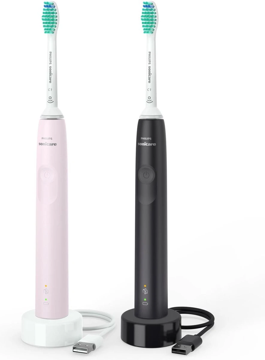 Philips Sonicare Series 3100 HX3675/15 - Elektrische Tandenborstel - Zwart & Roze - Duopack 3 Philips Sonicare Series 3100 HX3675/15 - Elektrische Tandenborstel - Zwart & Roze - Duopack