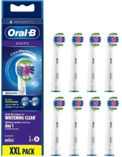 Oral B Oral-B 3D White - Met CleanMaximiser-technologie - Opzetborstels - 8 Stuks -Mondverzorgings Winkel 932x1200